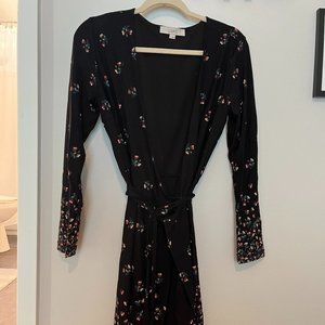 LOFT Floral Wrap Dress Long Sleeve - M